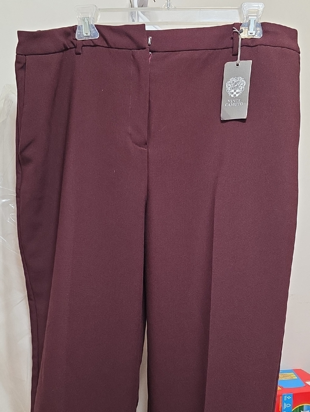 Vince Camuto Deep Wine Straight-Leg Dress Pants